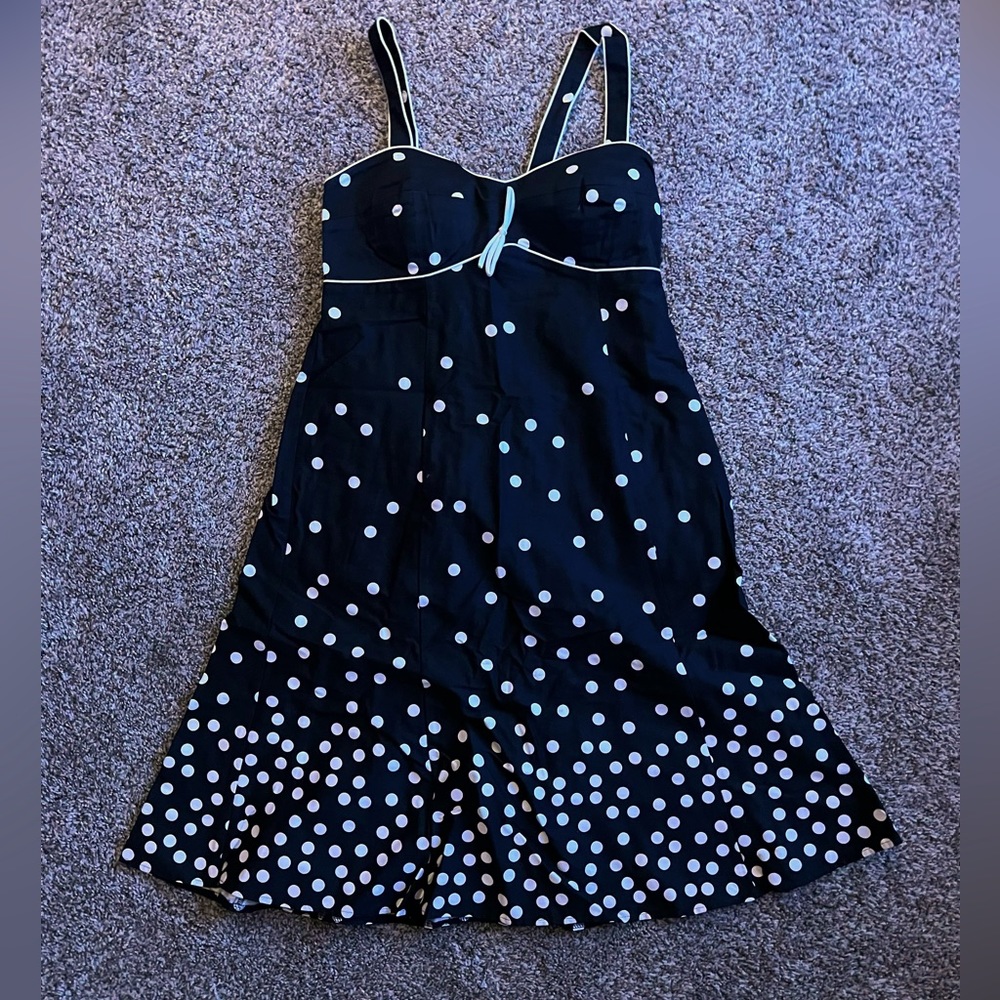 Black and white polka dot short dress
